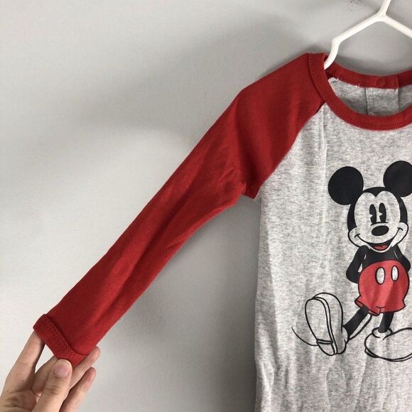 Disney Store‎ Baby Size 18-24 Months Gray Red Long Sleeve Mickey Mouse Pajamas - Picture 5 of 14